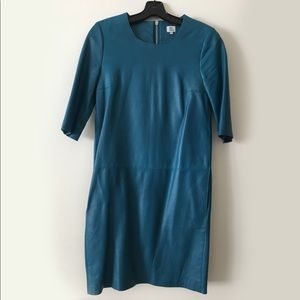 Iris & Ink Teal Leather Mini Dress